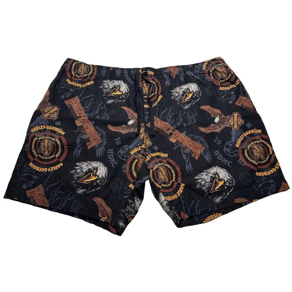 Men's Harley-Davidson 80's Tank Pajama Shorts Size 2XL Black AOP